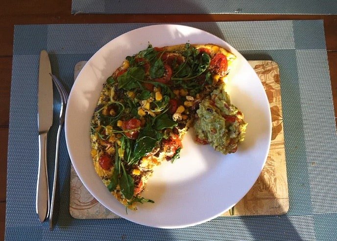 half portion of healthy vegetarian omelette